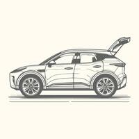 Elegant Side Profile of a Car in Detailed Line Art Style vector