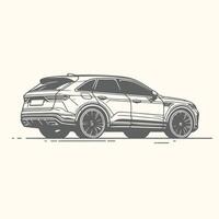 Stylish Car Side View in Minimalist Line Art Illustration vector