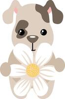 Funny dog with a flower daisy vector