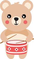Cute teddy bear playing the drum vector