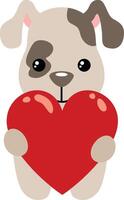 Funny dog with a red heart vector