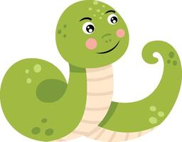 Friendly green snake isolated on white vector