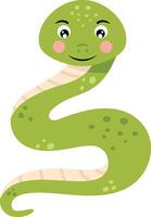 Adorable green snake isolated on white vector
