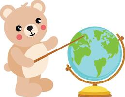 Teddy bear teacher with globe vector