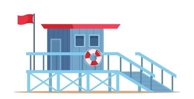 Lifeguard tower on the beach. Coast guard station in modern flat design. illustration. vector