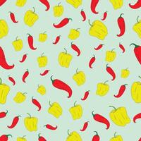 Peppers seamless pattern doodle hand drawn illustraion vector