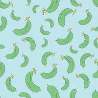 Cucumber seamless pattern doodle hand drawn illustration vector