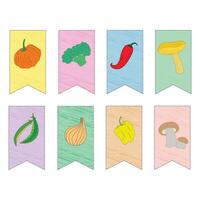 Vegetables on flags doodle hand drawn illustration vector