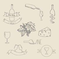 Wine icon label doodle hand drawn illustration vector