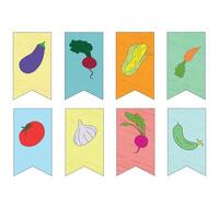 Vegetables on flags doodle hand drawn illustration vector