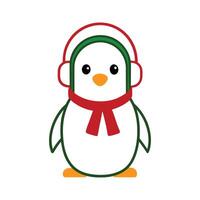 Penguin Outline with Scarf and Earmuffs vector