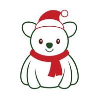 Outline of a Koala in Santa Hat and Scarf on a White Background vector