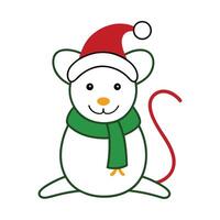 Outline of a Mouse with Santa Hat vector