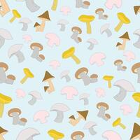 Mushroom seamlesss pattern background doodle hand drawn illustration vector