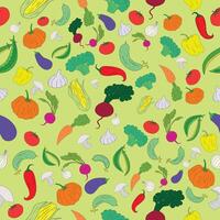 Seamless pattern color vegetables background doodle hand drawn illustration vector