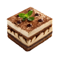 A square cake with chocolate and nuts on top png