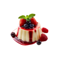 A dessert with berries and cream on top png