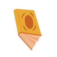 A book with yellow cover. Color illustration for book store, reading club, learning, library, banner. vector