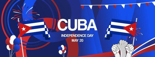 Happy Cuba Independence day horizontal templates vector