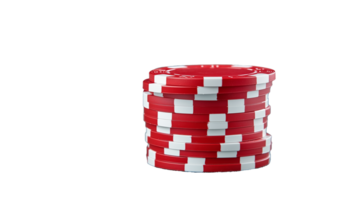 A stack of red and white poker chips, isolated on a transparent background. Ideal for gambling and casino themes. png