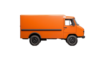An orange delivery truck, isolated on a transparent background. Ideal for transportation and logistics themes. png