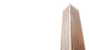 A tall modern office building, isolated on a transparent background. Ideal for architecture and urban themes. png