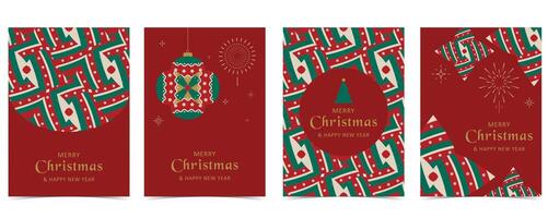 red Christmas festival background with geometric pattern style vector