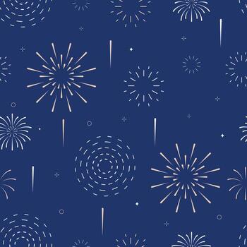 Firework seamless pattern in night for square design vector