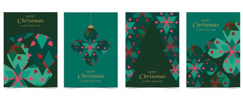 Green Christmas flower festival background with geometric style. for a4 vertical design vector