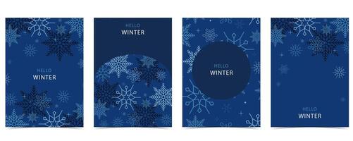 blue winter banner background with snowflake for horizontal design vector