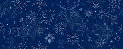 blue winter banner background with snowflake for horizontal design vector