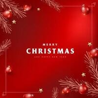 Merry Christmas and Happy New Year Background Christmas Tree Branches decoration. vector
