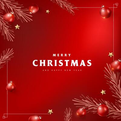 Merry Christmas and Happy New Year Background Christmas Tree Branches decoration.