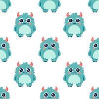 Children's pattern with a cute monster. Seamless pattern vector