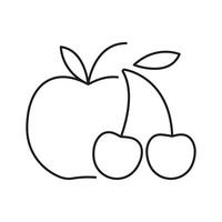 Apple and Cherry Line Icon, Fresh Fruits for Healthy Eating and Nutrition. Nutritious Food for Balanced Diet. Isolated Illustration vector