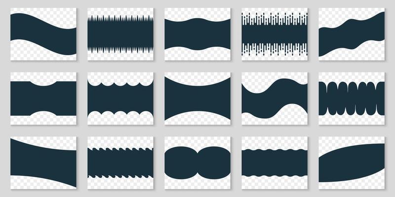 Simple Decorative Website Shapes. Separator Geometric Art Elements for App, Poster and Web Page. Waves Form, Curve Line, Drops Shape. Isolated Illustration