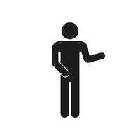 Human Figure Making Pointing Gesture Icon. Man Presenting with Hand Gesture Silhouette Sign. Isolated Illustration vector