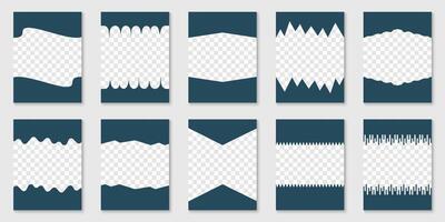 Template Divider Header for App, Banners or Posters. Set of Separator shapes for Website. Abstract Curve Lines, Wave Frame for Web Page. Isolated Illustration vector