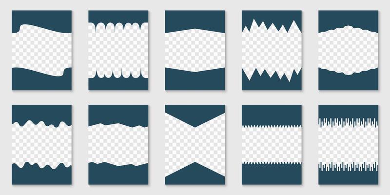 Template Divider Header for App, Banners or Posters. Set of Separator shapes for Website. Abstract Curve Lines, Wave Frame for Web Page. Isolated Illustration