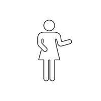 Woman Presenting with Hand Gesture Line Sign. Human Figure with Hand Raised for Explanation Gesture Icon. Editable Stroke. Isolated Illustration vector
