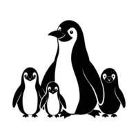 penguin family illustration white background vector
