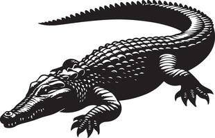 alligator is shown in black and white background vector