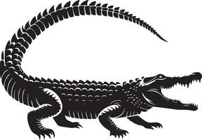 a black and white illustration of an alligator vector
