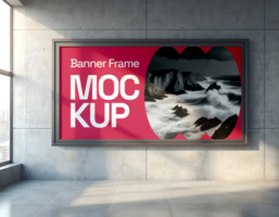 mockup of a banner frame with shadow psd