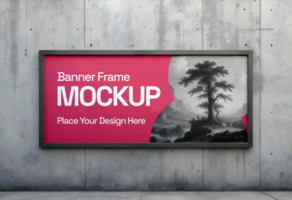 mockup of a banner frame grey background psd