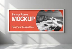 mockup of a banner frame white background psd