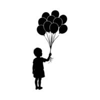 a captivating silhouette of a child holding a bouq vector