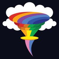 a rainbow tornado with clouds and a rainbow on it vector