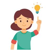 a woman pointing at an idea bulb vector