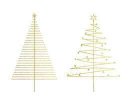 Collection of a Christmas trees shapes. Golden pine icon set. Hand drawn fir trees vector